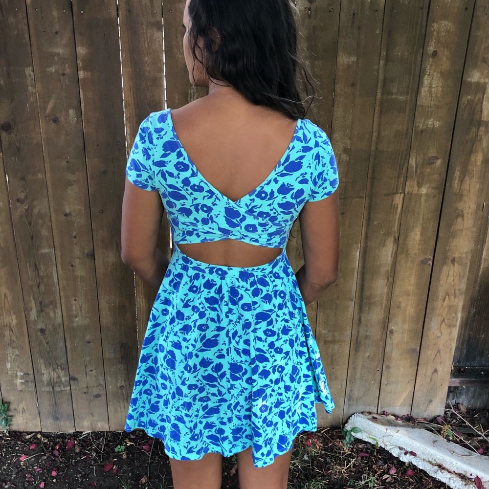 Bright blue dress